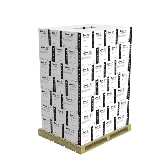Stack of 70 Cases of 1EN Blue Nitrile 3 Mil Exam Gloves on a Pallet