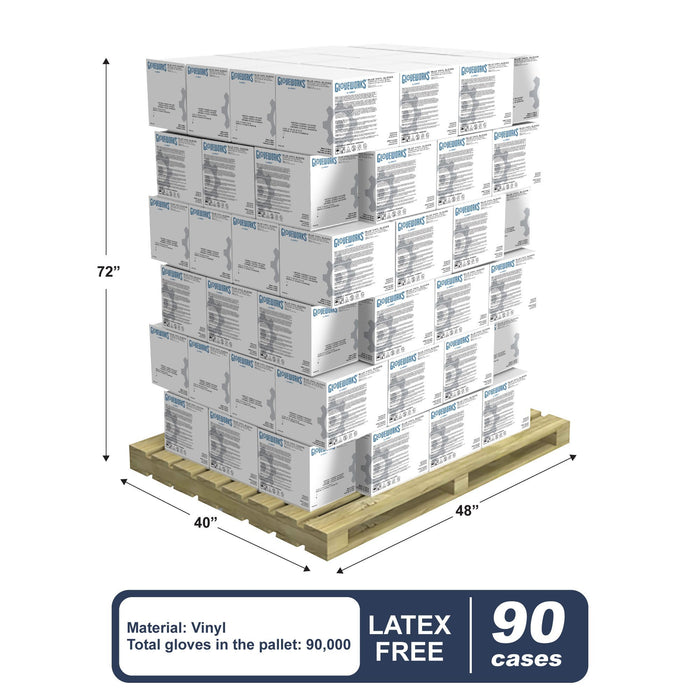 Gloveworks 3 mil Blue Vinyl Disposable Industrial Gloves - Pallet of 90 Cases - IVBPF