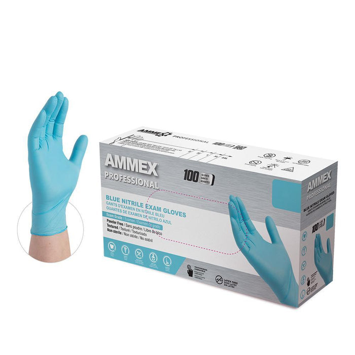 AMMEX Professional 3 mil Blue Nitrile Disposable Exam Gloves - APFN