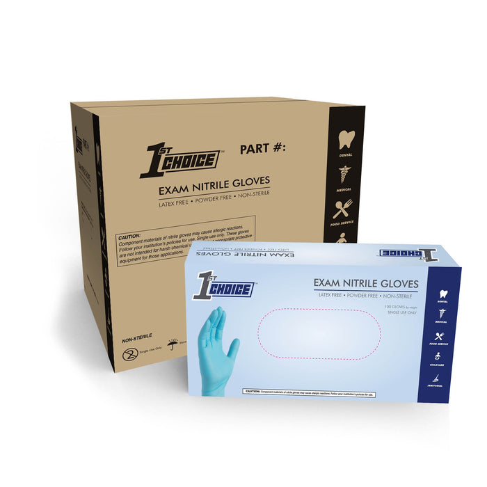 1st Choice 3 mil Blue Nitrile Disposable Exam Gloves - 1EN