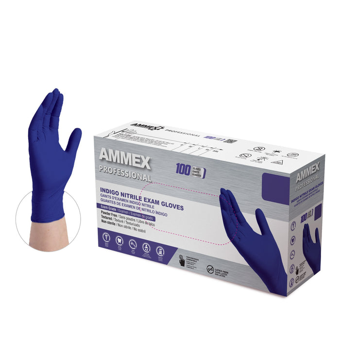 AMMEX Professional 3 mil Indigo Nitrile Disposable Exam Gloves - AINPF