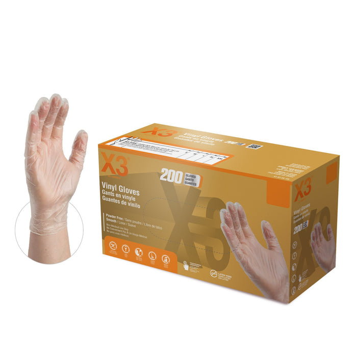 X3 3 mil Clear Vinyl Disposable Industrial Gloves - GPX3D