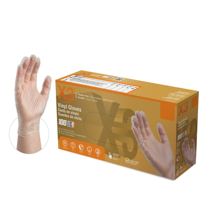 X3 3 mil Clear Vinyl Disposable Industrial Gloves - GPX3