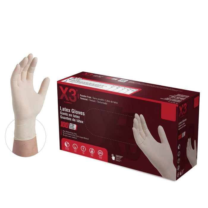 X3 3 mil Ivory Latex Disposable Industrial Gloves - LX3