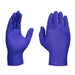 Front and Back of Hands Modeling Indigo Nitrile Exam Gloves 