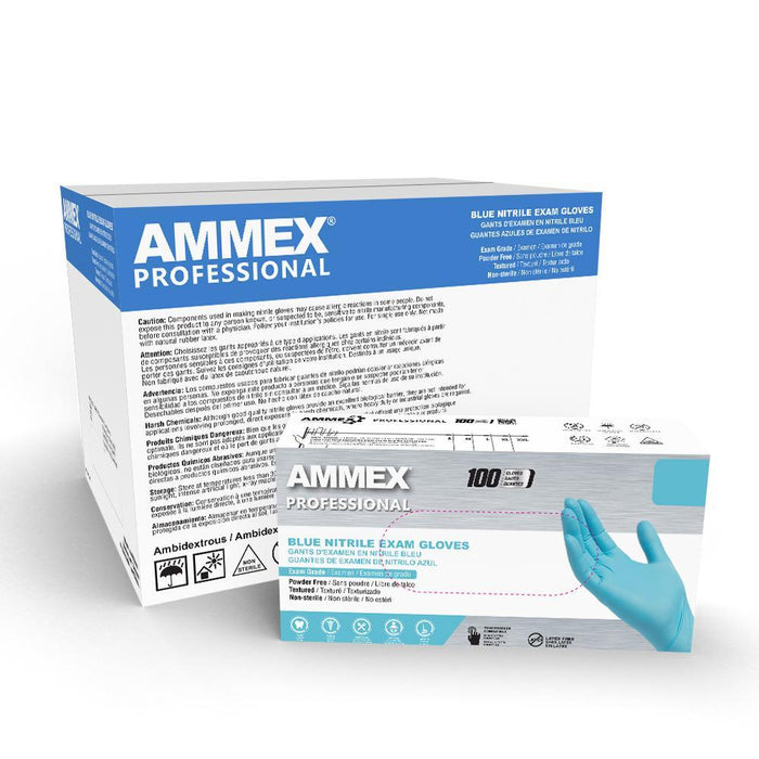 AMMEX Professional 3 mil Blue Nitrile Disposable Exam Gloves - APFN