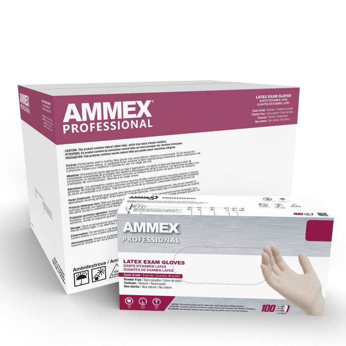 AMMEX Professional 4 mil White Latex Disposable Medical Gloves - GPPFT