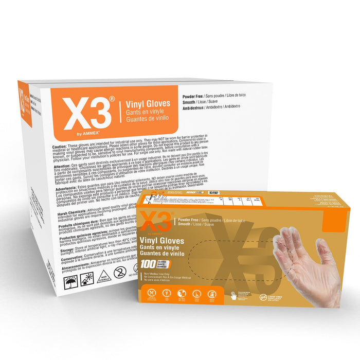 X3 3 mil Clear Vinyl Disposable Industrial Gloves - GPX3