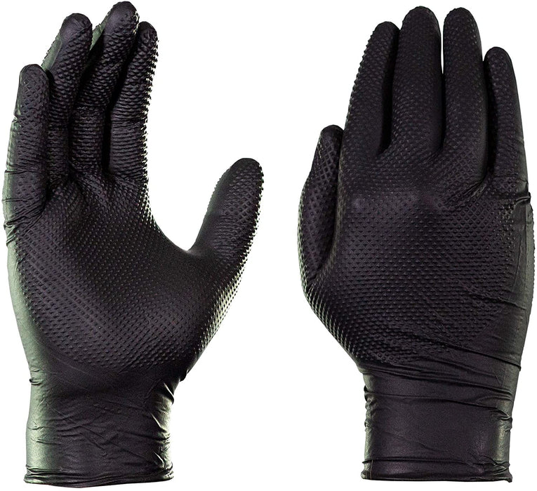 Gloveworks HD 6 mil Black Nitrile Disposable Industrial Gloves with Raised Diamond Texture - GWBN