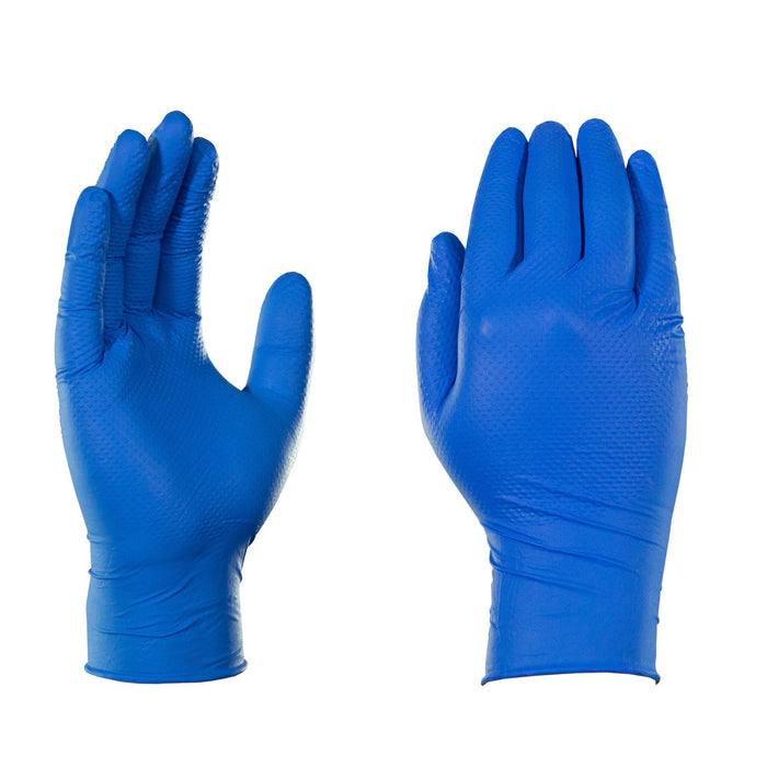 Gloveworks HD 6 mil Royal Blue Nitrile Disposable Industrial Gloves with Raised Diamond Texture - GWRBN