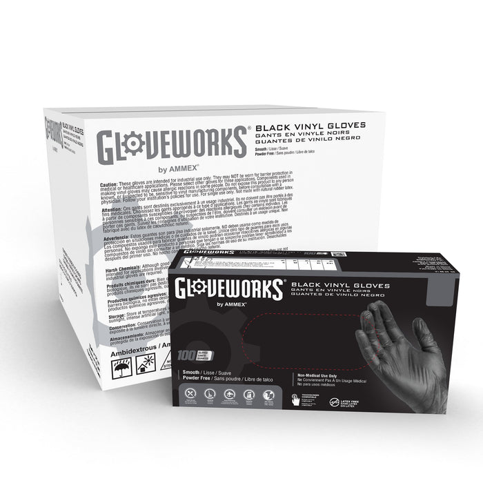 Gloveworks 3 mil Black Vinyl Disposable Industrial Gloves - IVBKPF