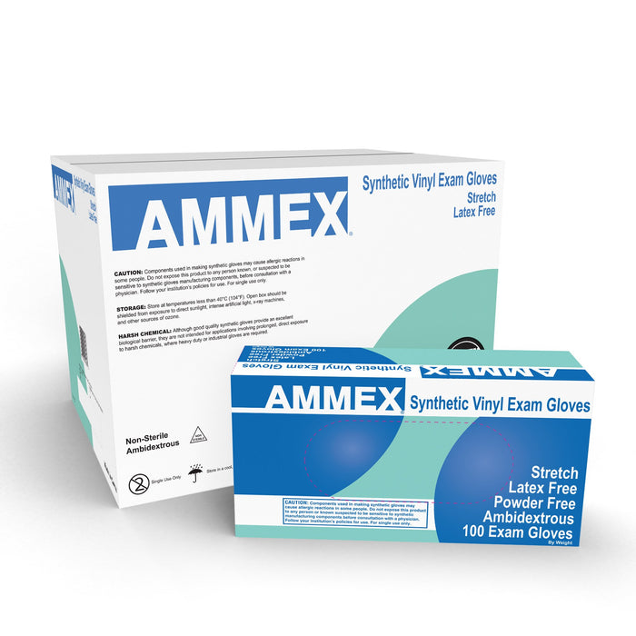 AMMEX 4 mil Ivory Stretch Synthetic Vinyl Disposable Medical Gloves - VSPF